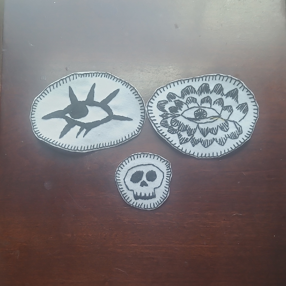 Black and White Eye and Skull Patches
